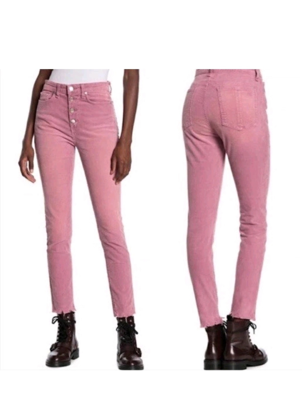 Rag Bone Nina Corduroy Jeans 26 Y2K Preppy Fall Boho Dusty Pink Vintage